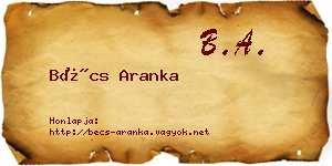 Bécs Aranka névjegykártya